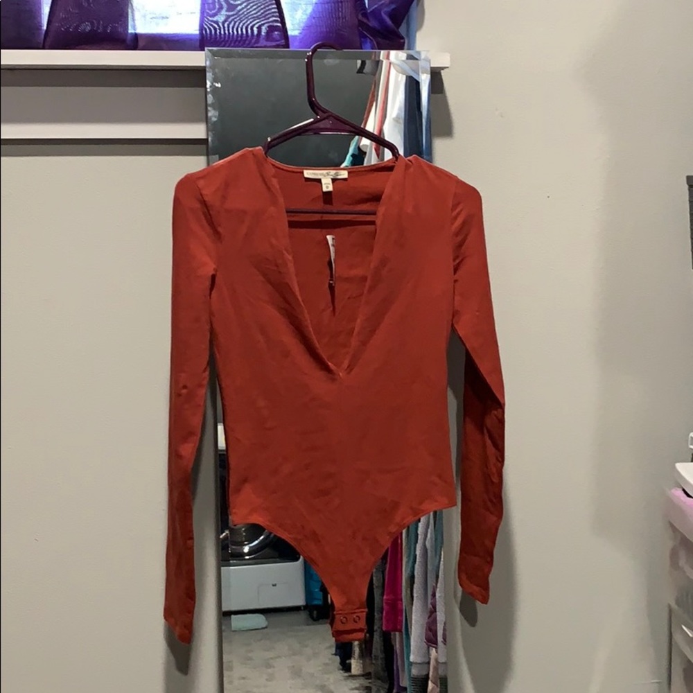 Express Long sleeve Thong VNeck Jumpsuit Red/Wine